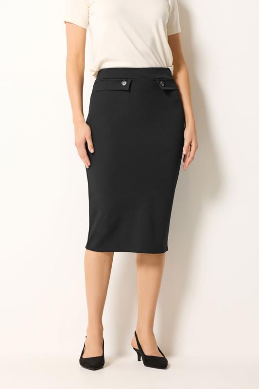 LTS Tall Women's Black Button Detail Midi Skirt | Long Tall Sally 2