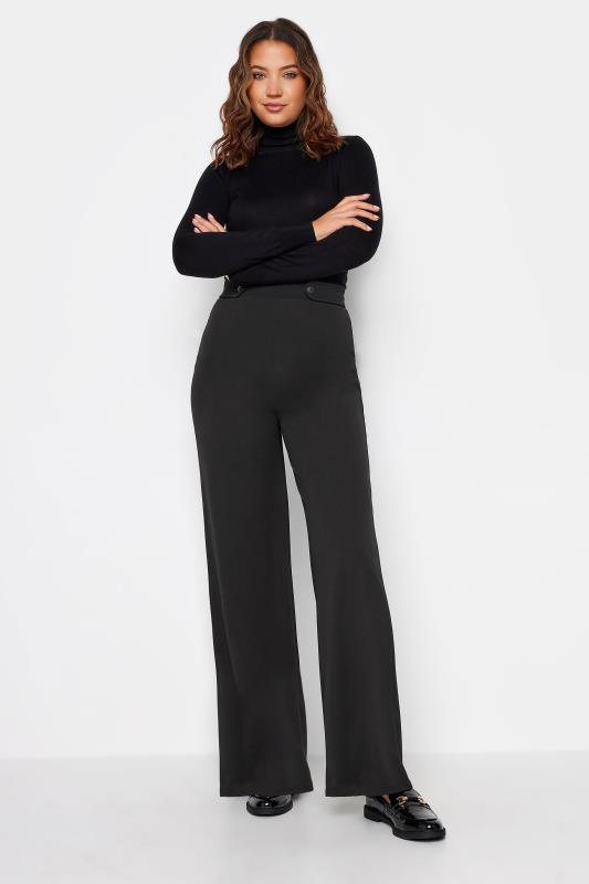 LTS Tall Black Button Wide Leg Trousers | Long Tall Sally  2