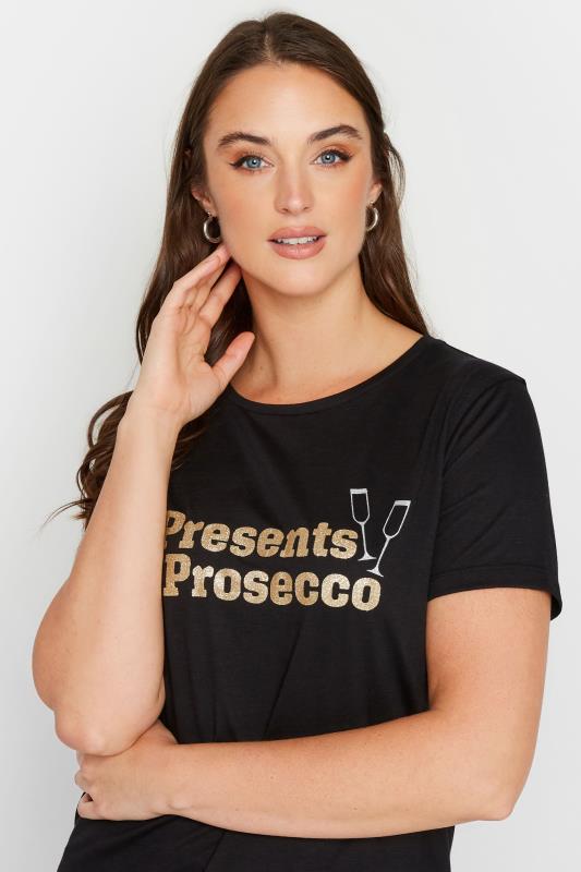 LTS Tall Black 'Presents & Prosecco' Christmas T-Shirt | Long Tall Sally 4