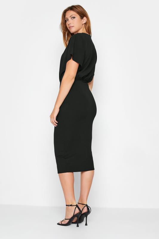 LTS Tall Black Scuba Wrap Midi Dress | Long Tall Sally 3