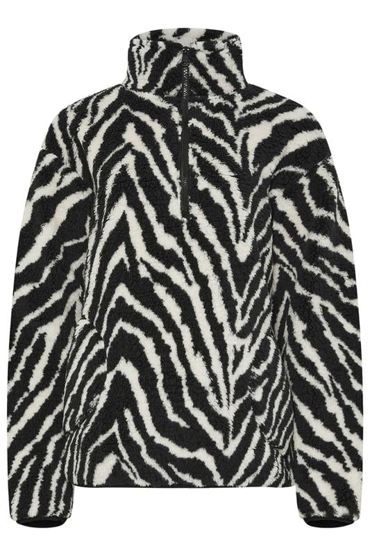 LTS Tall Black Zebra Half Zip Fleece Jacket | Long Tall Sally 1