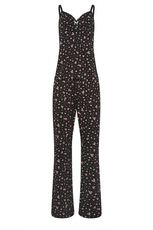 LTS Tall Women's Black Ditsy Floral & Berry Cotton Pyjama Set | Long Tall Sally 5