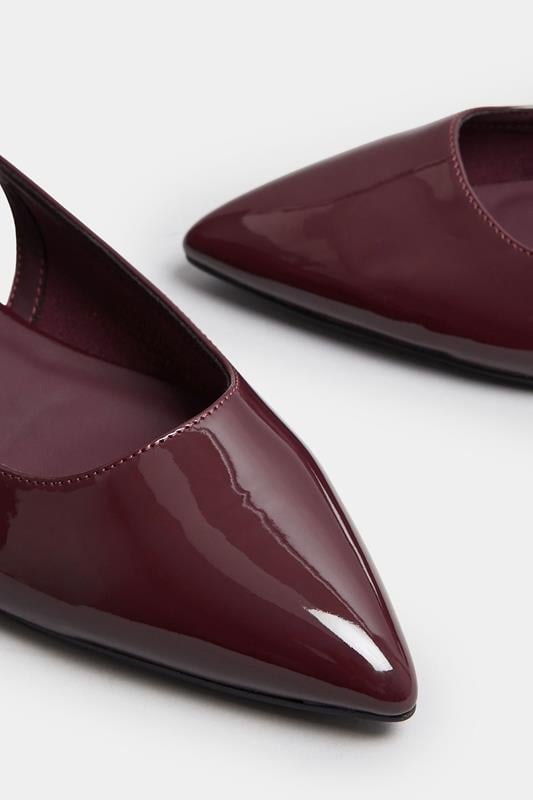 LTS Burgundy Red Patent Flat Shoes In Standard Fit | Long Tall Sally 4