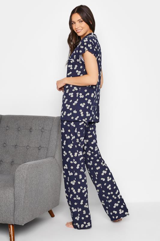 Tall Women's LTS Tall Navy Blue Daisy Print Cotton Pyjama Set | Long Tall Sally  4