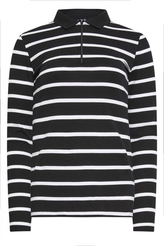 LTS Tall Women's Black Stripe Print Polo Collar Top | Long Tall Sally 5