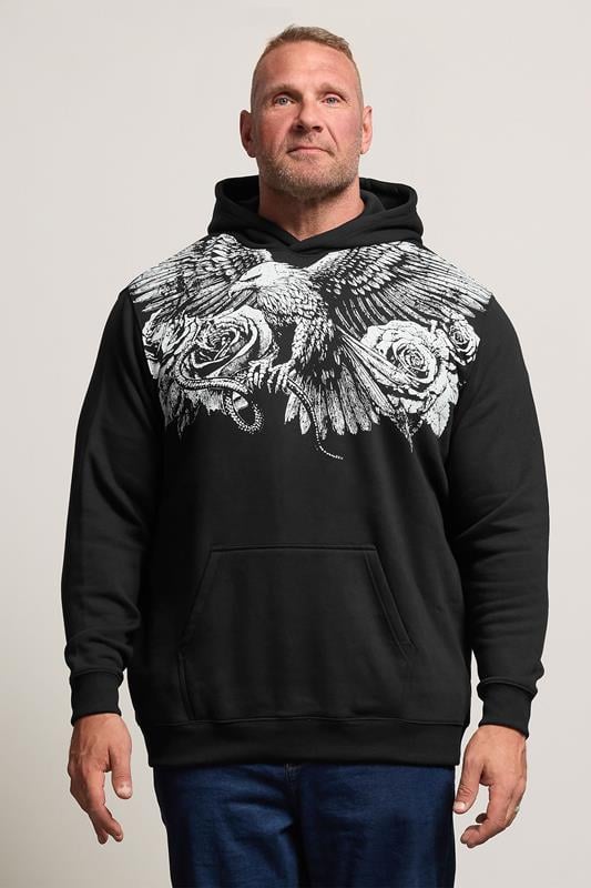 Men's  BadRhino Big & Tall Black Eagle Graphic Print Hoodie