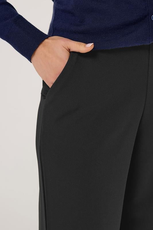 LTS Tall Black Elasticated Wide Leg Trousers | Long Tall Sally  4