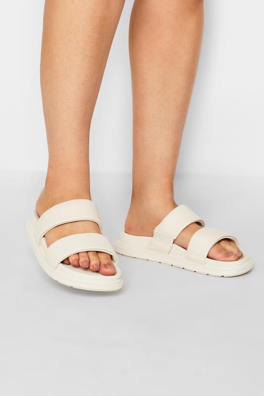 LIMITED COLLECTION White Two Strap Sandals In Extra Wide EEE Fit | Yours Clothing 1