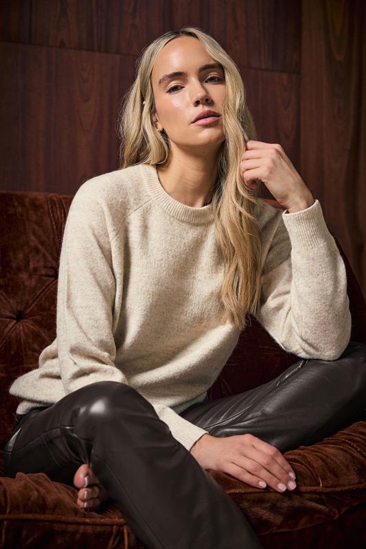 LTS PREMIUM Tall Natural Brown Knitted Jumper | Long Tall Sally 1