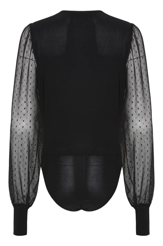 Tall Women's LTS Black Spot Mesh Sleeve Bodysuit | Long Tall Sally 7