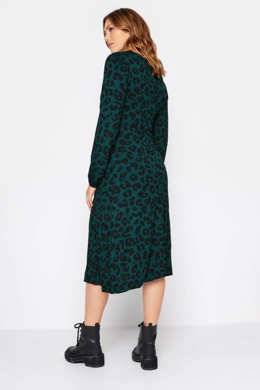LTS Tall Green Long Sleeve Animal Print Midi Tea Dress 3