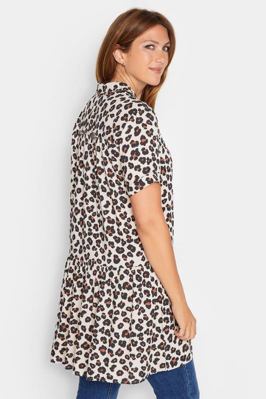 LTS Tall Women's Beige Brown Leopard Print Tiered Tunic Top | Long Tall Sally 4