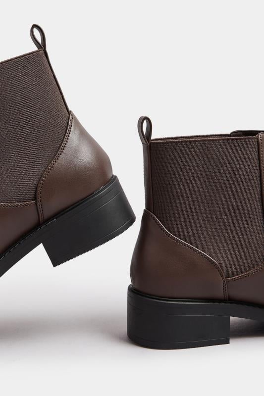 Brown Faux Leather Elasticated Chelsea Boots In Wide E Fit | Yours Clothing 5