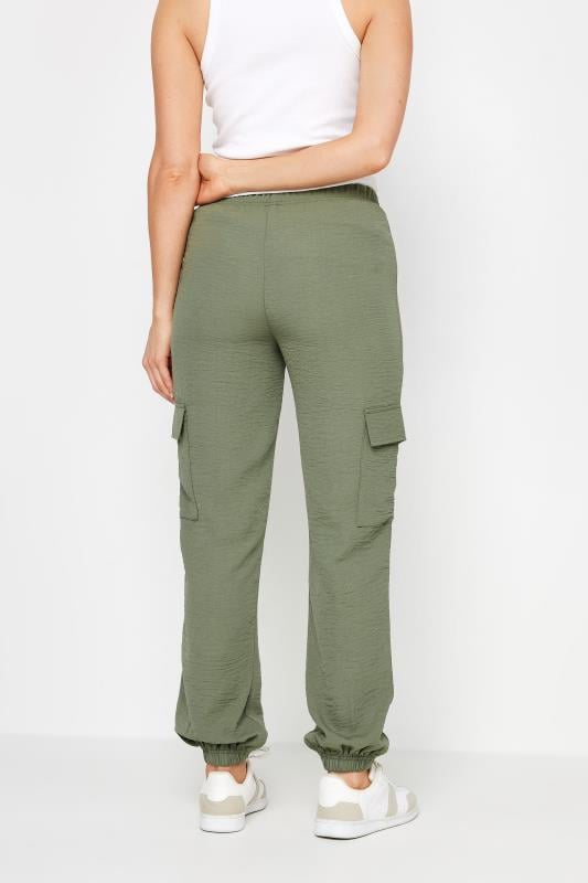 LTS Tall Women's Khaki Green Crepe Cuffed Cargo Trousers | Long Tall Sally 3