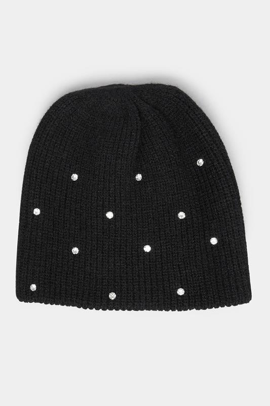 Black Diamante Beanie | Yours Clothing 1