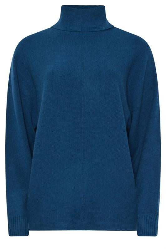 LTS Tall Teal Blue Batwing Roll Neck Jumper | Long Tall Sally 5