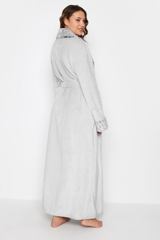 LTS Tall Womens Light Grey Animal Print Shawl Maxi Dressing Gown | Long Tall Sally  3