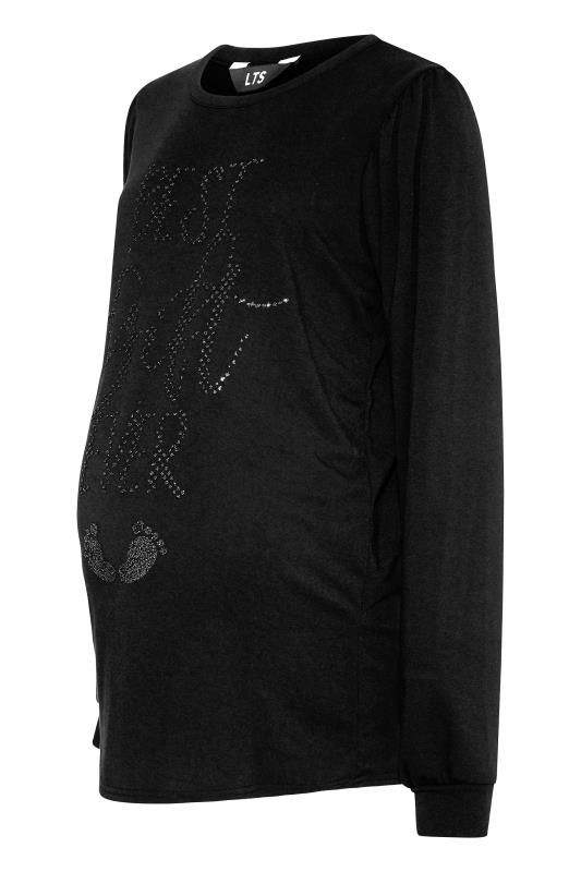 Tall Women's LTS Maternity Black 'Best Gift Ever' Embellished Slogan Christmas Top | Long Tall Sally 6
