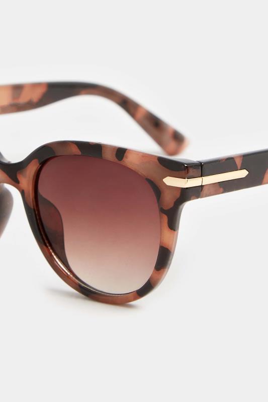 Brown Tortoiseshell Oversized Gold Detail Sunglasses | Yours Clothing 4