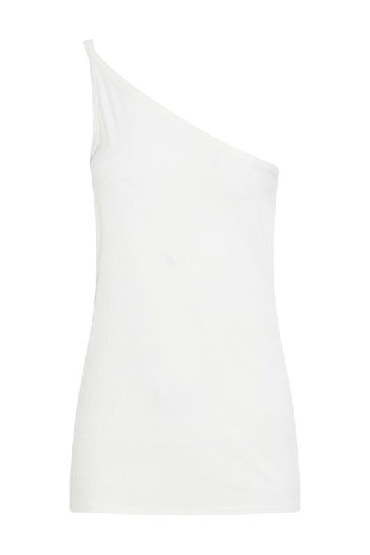LTS Tall Women's White One Shoulder Rib Vest Top | Long Tall Sally 6