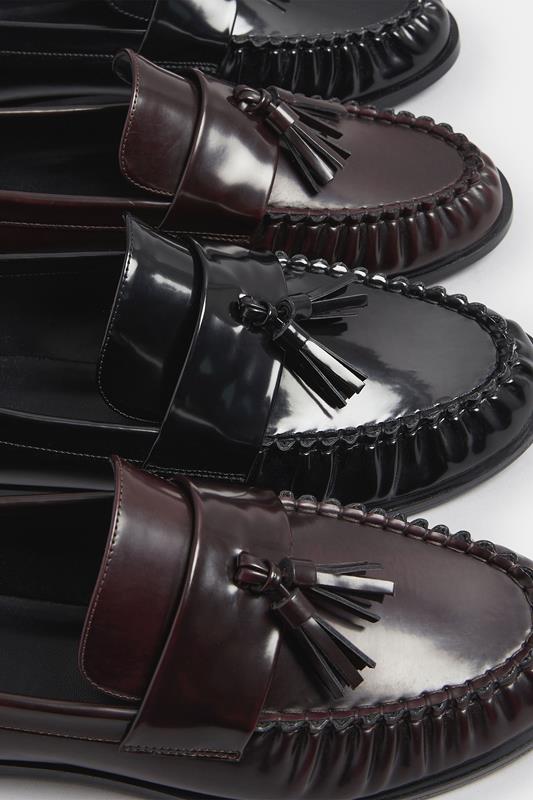 LTS Dark Red Patent Tassel Flat Loafers | Long Tall Sally 5