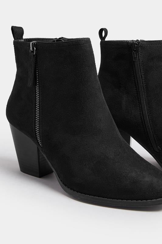 Black Faux Suede Block Heel Ankle Boots In Wide E Fit & Extra Wide EEE Fit | Yours Clothing 5