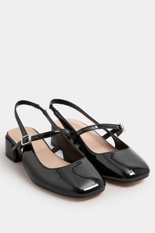 Black Patent Mary Jane Slingback Heels In Extra Wide EEE Fit | Yours Clothing 3