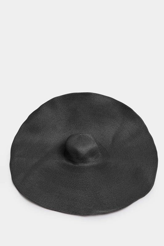 Black Oversized Brim Straw Hat | Yours Clothing  3