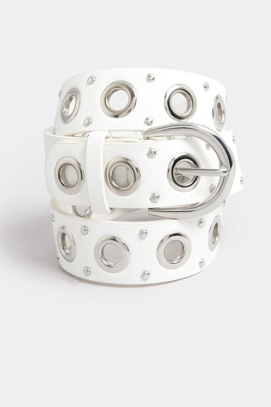 Plus Size  Yours White Studded Belt