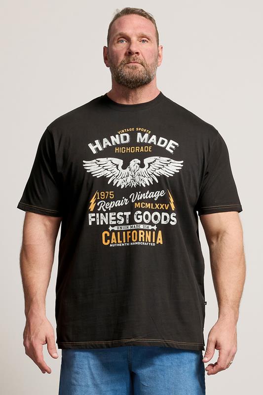  KAM Big & Tall Black California Print T-Shirt