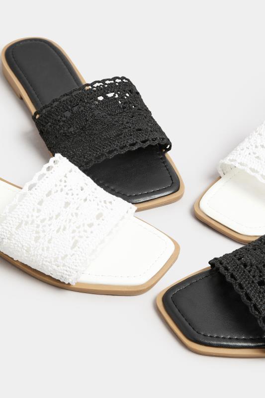 White Crochet Mule Sandals In Extra Wide EEE Fit 6
