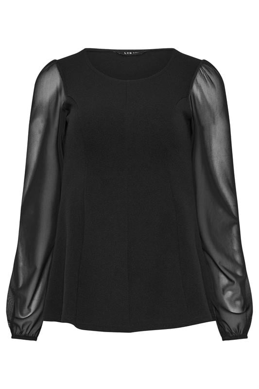 LTS Tall Black Corset Body Mesh Blouse | Long Tall Sally 5
