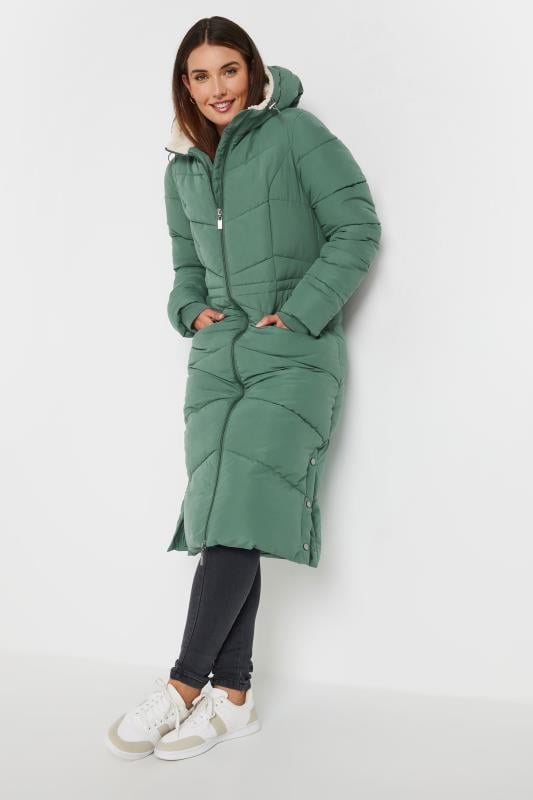 LTS Tall Women's Green Borg Hooded Padded Coat | Long Tall Sally  2