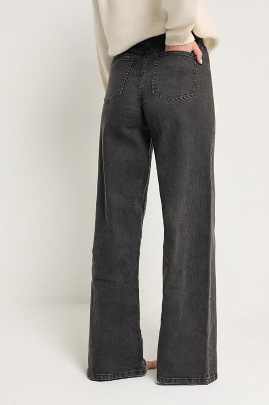 LTS Tall Dark Grey Washed Wide Leg Jeans | Long Tall Sally 5