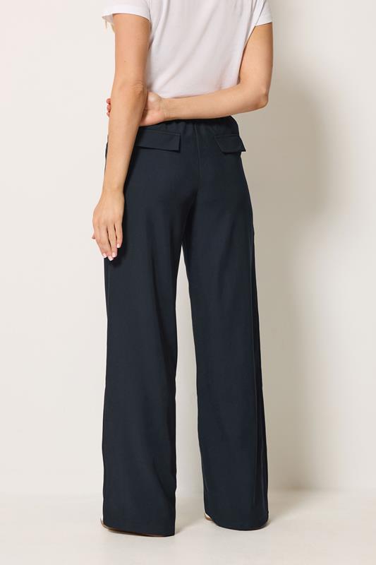 LTS Tall Women's Navy Blue Pleated Wide Leg Trousers | Long Tall Sally 2