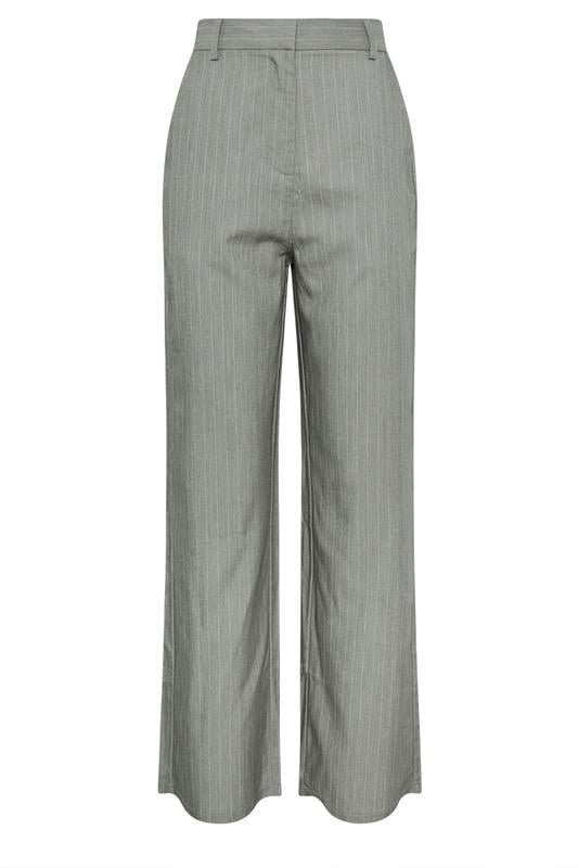LTS PREMIUM Tall Grey Stripe Wide Leg Trousers | Long Tall Sally 7