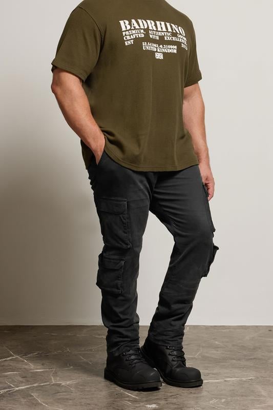 BadRhino Big & Tall Black Cargo Trousers