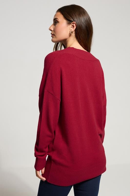 LTS Tall Red Wool V-Neck Jumper | Long Tall Sally 3