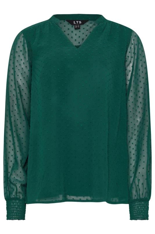 LTS Tall Emerald Green Dobby Spot Long Sleeve Blouse | Long Tall Sally 5