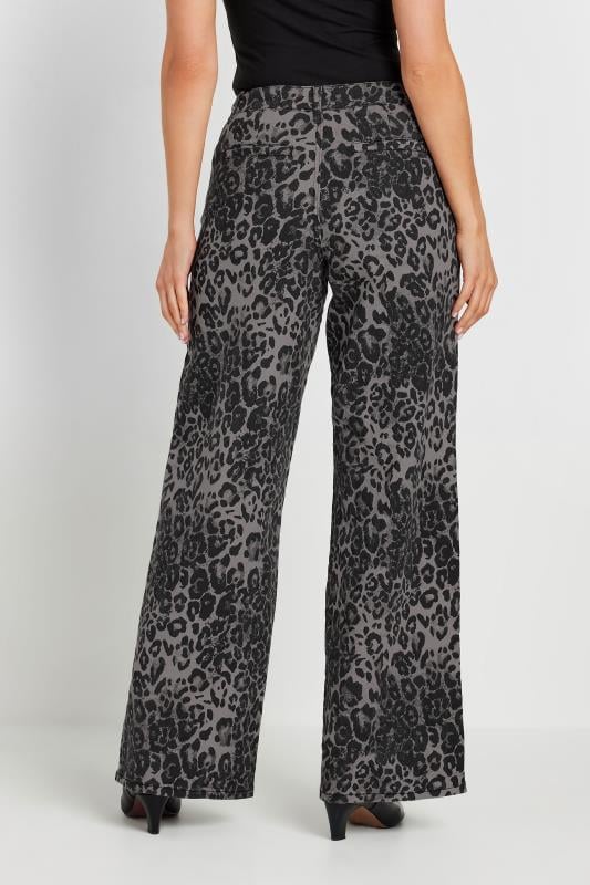 LTS Tall Grey Leopard Print Wide Leg Jeans | Long Tall Sally 4