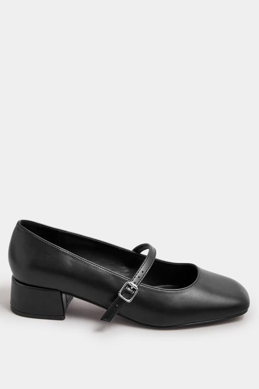 Black Faux Leather Mary Jane Block Heels In Extra Wide EEE Fit | Yours Clothing 3