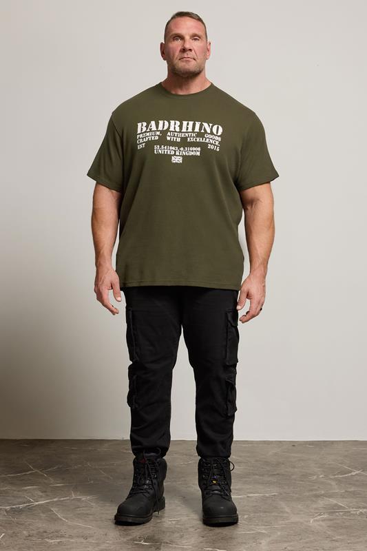 BadRhino Big & Tall Khaki Green Military Waffle Texture T-Shirt | BadRhino 4