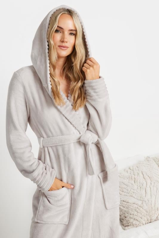 Tall  LTS Tall Natural Brown Ribbed Trim Dressing Gown