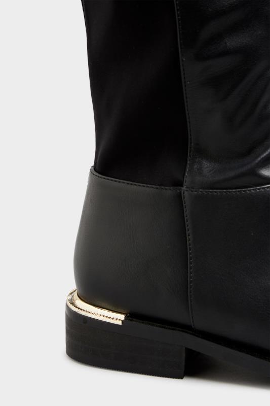 LTS Black Faux Leather Over The Knee Stretch Boots In Standard D Fit | Long Tall Sally 5