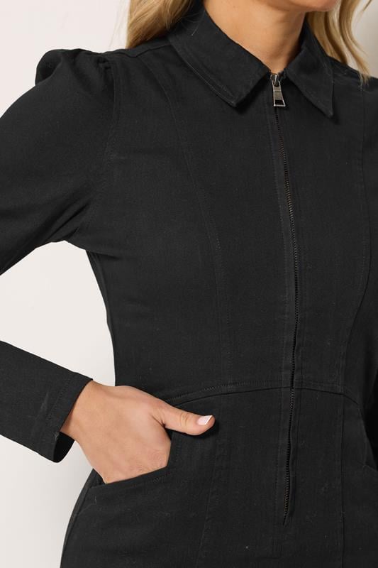 LTS Tall Women's Black Zip Collar Denim Midi Dress | Long Tall Sally 4