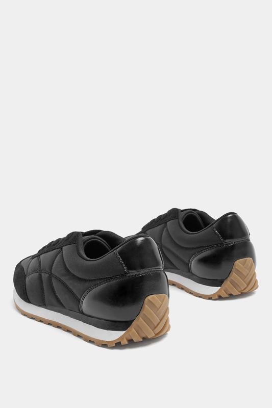 Black Quilted Trainers In Wide E Fit | Yours Clothing 4