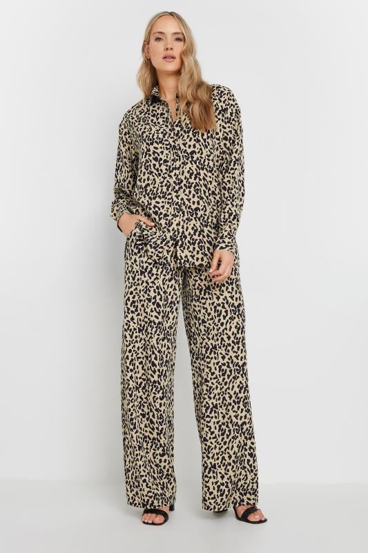 LTS Tall Women's Natural Brown Leopard Print Wide Leg Trousers | Long Tall Sally 2