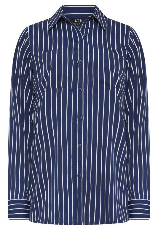 LTS Tall Womens Navy Blue Stripe Longline Shirt | Long Tall Sally  5