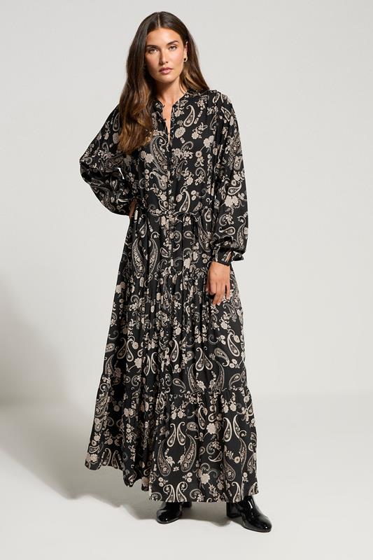 LTS Tall Black Paisley Tie Waist Maxi Dress | Long Tall Sally 2