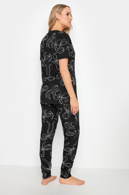 LTS Tall Black Bow Print ' Sweet Dreams' Slogan Pyjama Set | Long Tall Sally 3